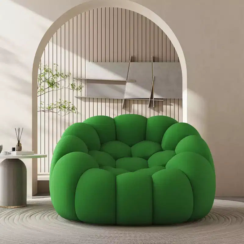 Sofá de chão Bubble de 47 polegadas com design curvo, cadeira tipo pufe 3D para a sala de estar, verde