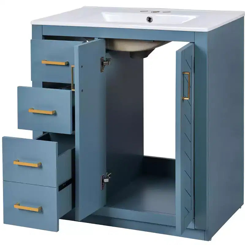 30 Single Sink Bathroom Vanity with Cabinet & 3 Drawers ??Black / Blue / Green / Indigo / White