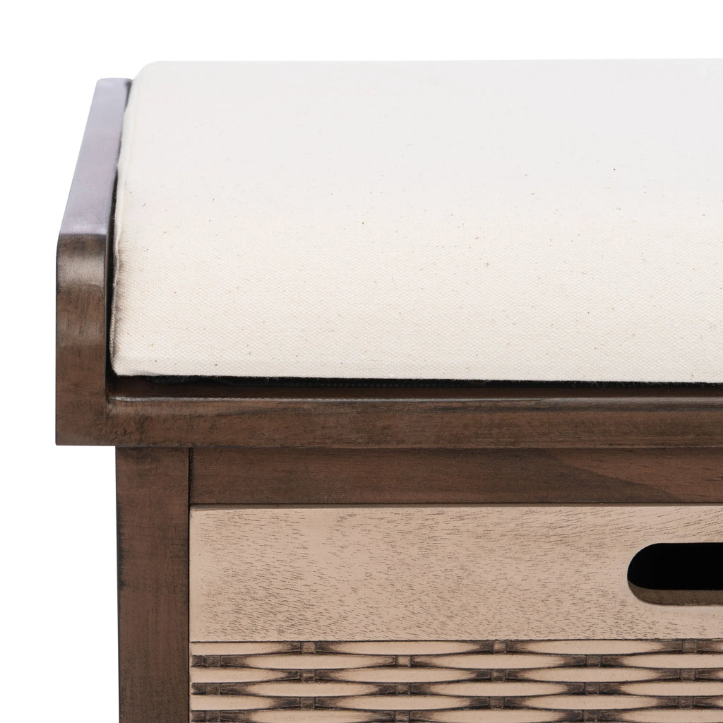 SAFAVIEH Fiorello 3-Drawer with Cushion Storage Bench - 47.3 W x 15 L x 19 H - 47Wx15Dx19H