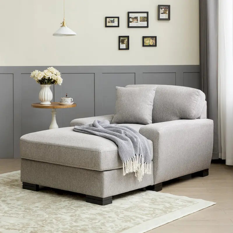 Sofá-cama moderno de meados do século, extragrande, com chaise longue e almofada