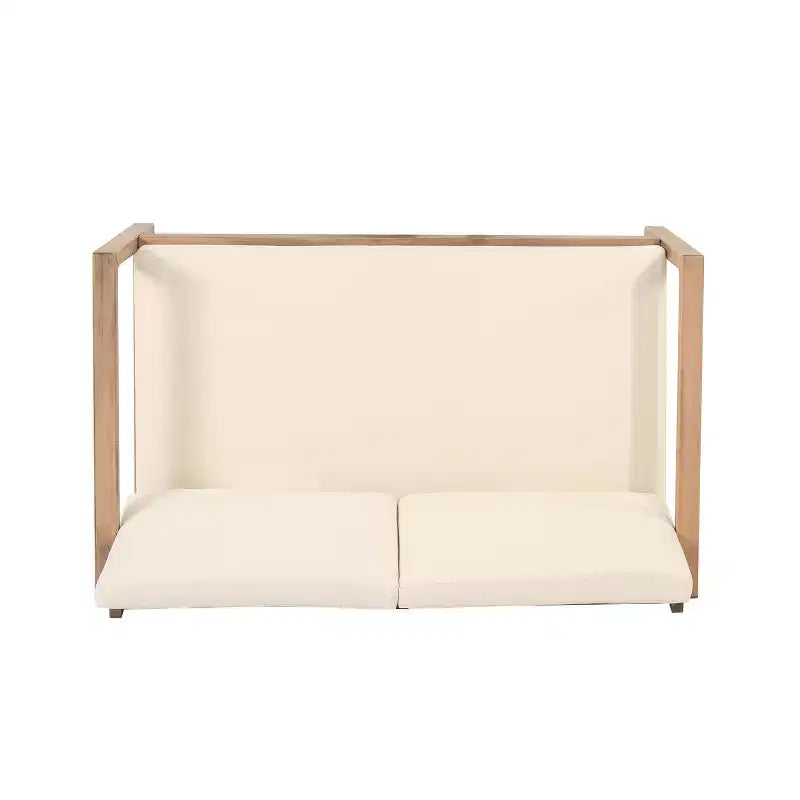 Set di mobili da giardino in legno di acacia, set da esterno con tavolino da caffè e morbidi cuscini per cortile, portico e balcone, beige - Merax