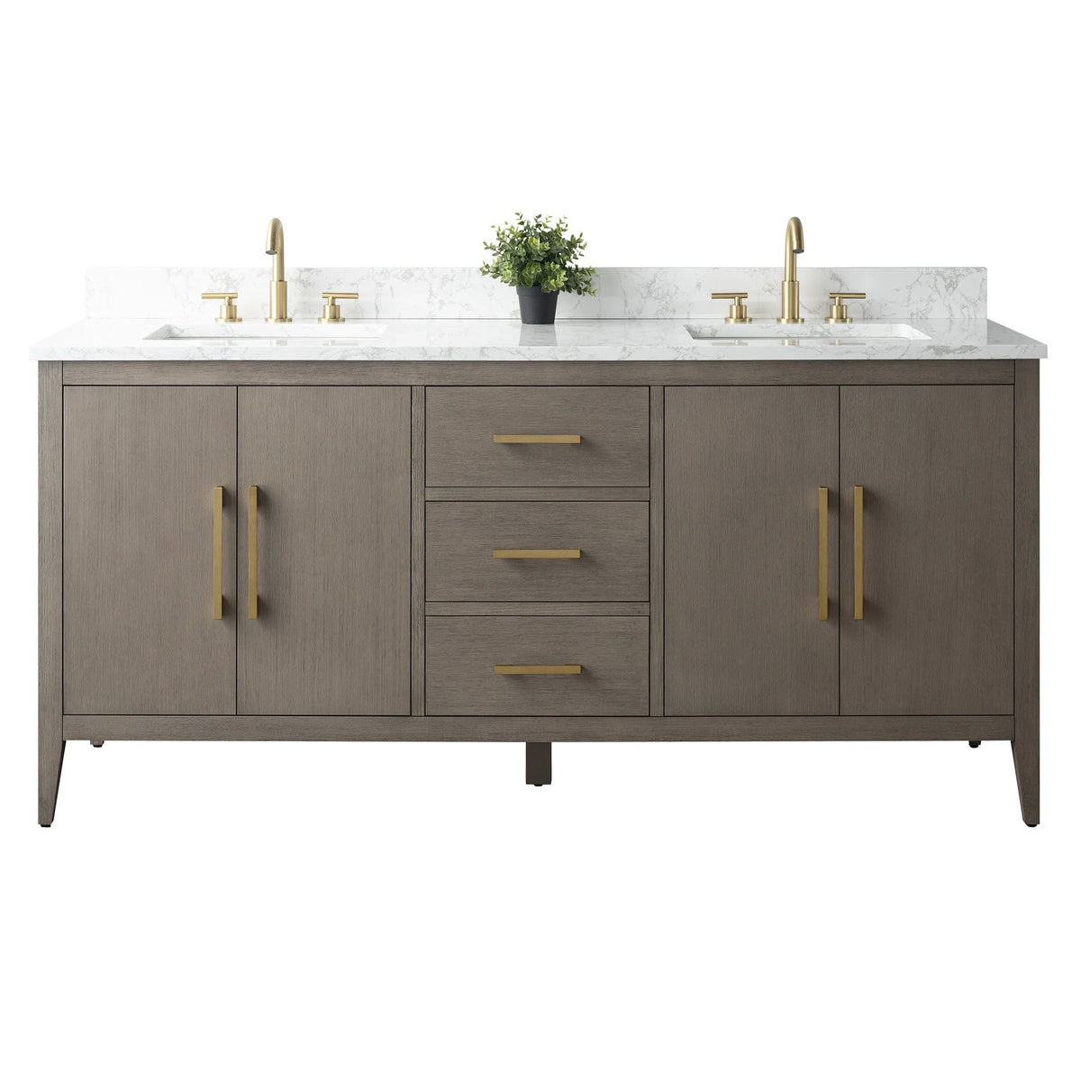 Mobile bagno Vanity Art 72 con doppio lavabo e piano in marmo composito