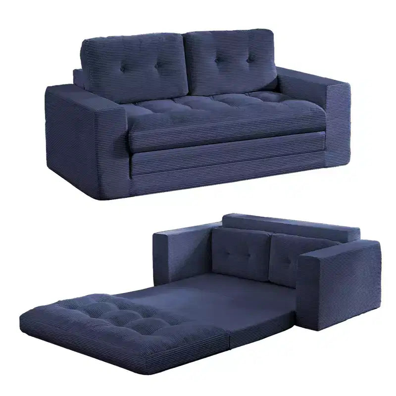Canapé-lit futon convertible 2-en-1 Mjkone de 71 po, canapé deux places convertible pliable en tissu côtelé avec boutons capitonnés, gain de place
