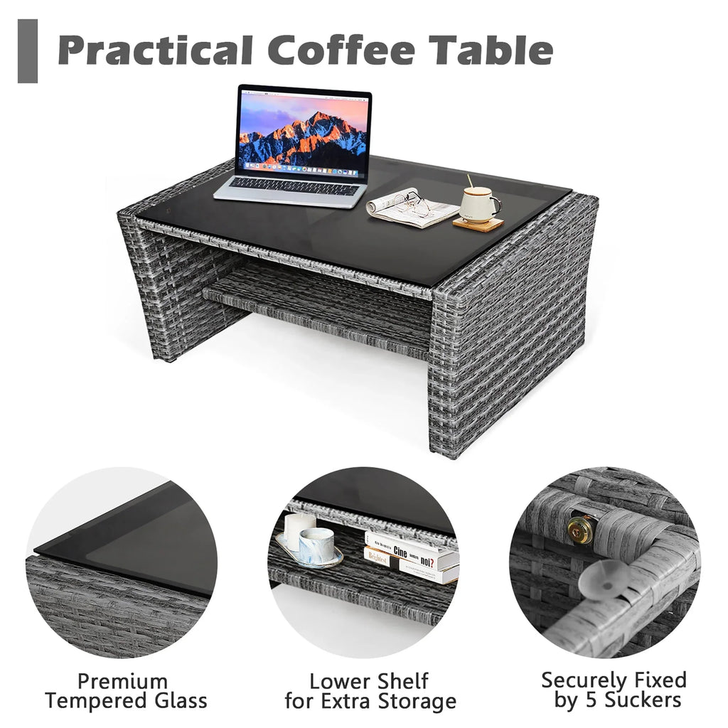 4-teiliges Gartensofa-Set mit Couchtisch, Outdoor-Sitzgruppe