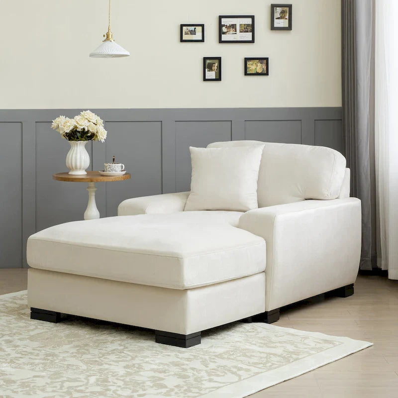 Sofá-cama moderno de meados do século, extragrande, com chaise longue e almofada