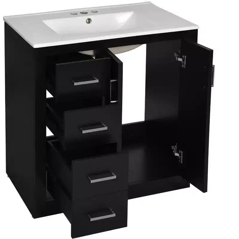 30 Single Sink Bathroom Vanity with Cabinet & 3 Drawers ??Black / Blue / Green / Indigo / White