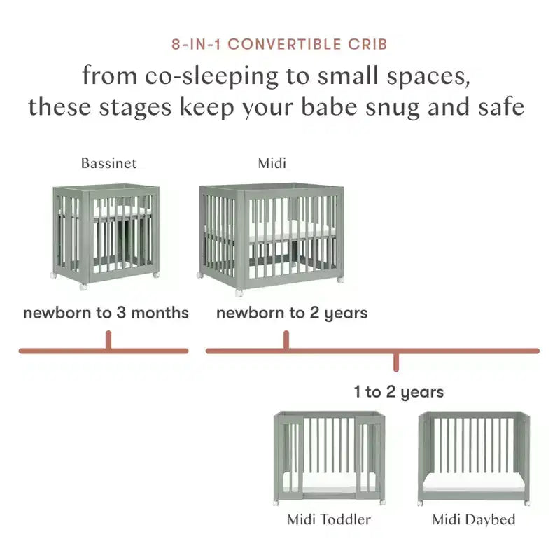 Berço convertível Babyletto Yuzu 8 em 1 com kits de conversão para todas as fases