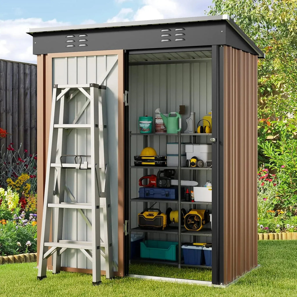 Metallgerätehaus für den Außenbereich, Gartengerätehaus mit abschließbarer Tür für Gartenmöbel und Werkzeuge