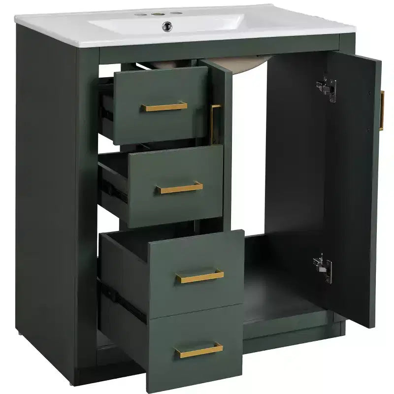 30 Single Sink Bathroom Vanity with Cabinet & 3 Drawers ??Black / Blue / Green / Indigo / White