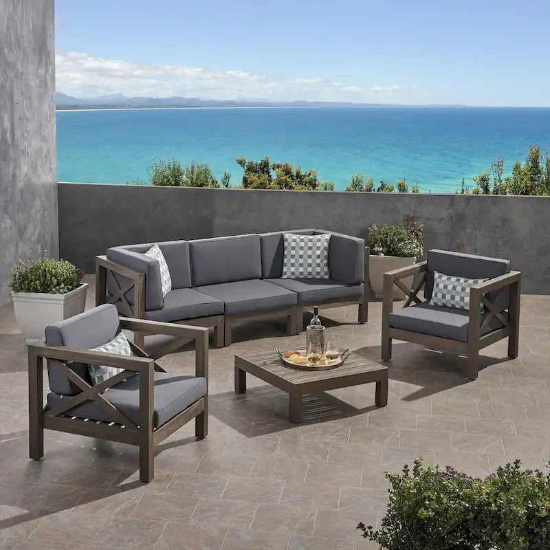 Set da conversazione da esterno Brava in legno di acacia, 6 pezzi, di Christopher Knight Home