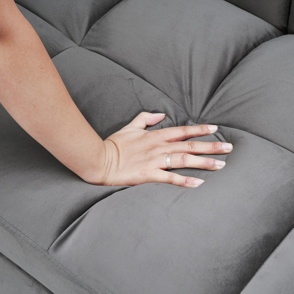 Divano letto convertibile 3-in-1 in velluto da 64,96", con schienale regolabile, tasca portaoggetti e portata di 500 lb