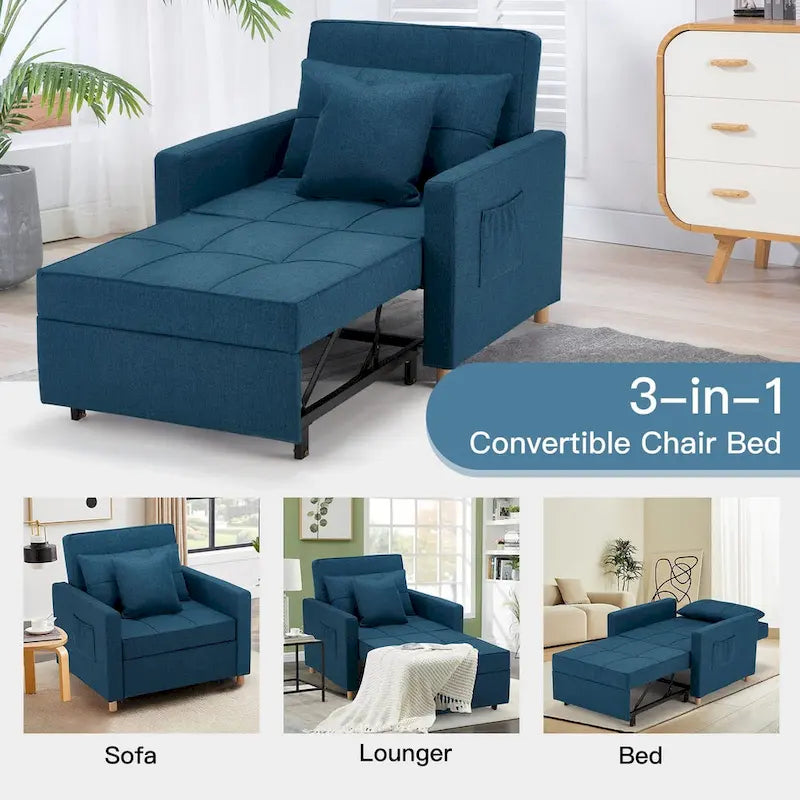 Poltrona-cama ajustável, convertível em 3 funções, várias cores, para 1 pessoa