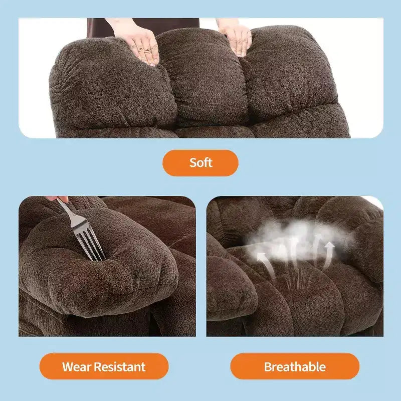 Cadeirão reclinável manual, com tecido ergonómico e respirável e bolsos laterais, sofá individual, adequado para a sala de estar ou o quarto