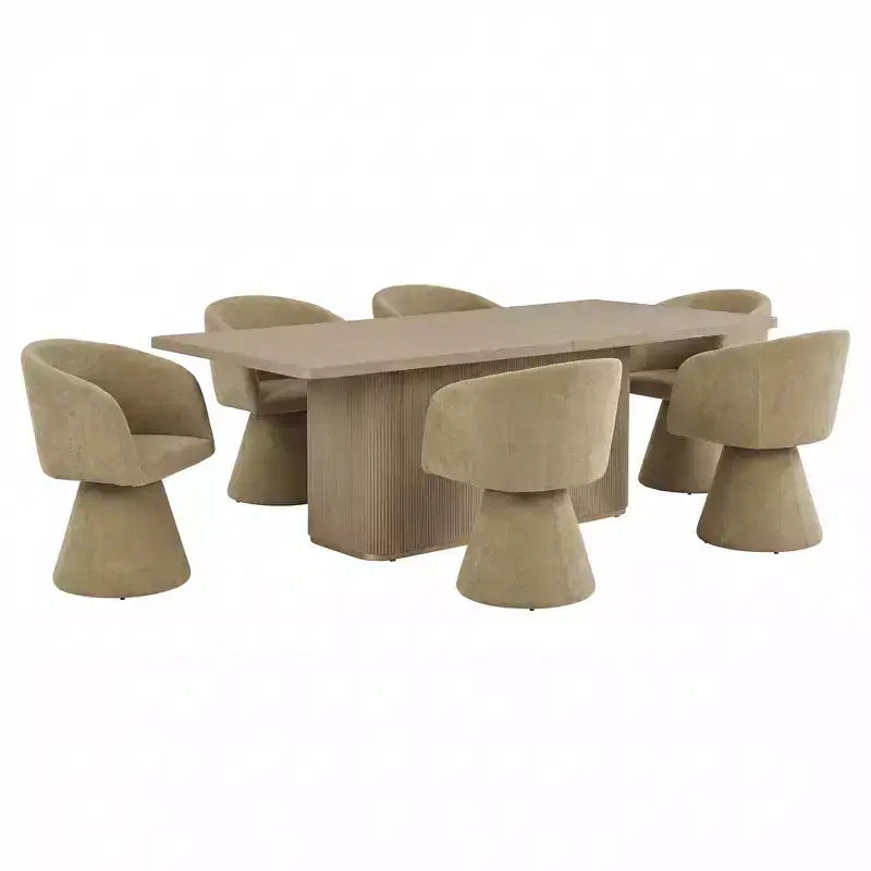 Conjunto de jantar moderno de madeira e metal Christopher Knight Home Yodsak com 7 peças e cadeiras giratórias a 180