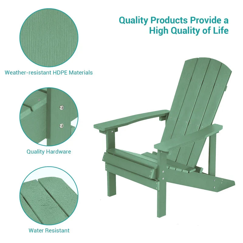 Conjunto de 4 cadeiras Adirondack de exterior em madeira resistente às intempéries Bonosuki