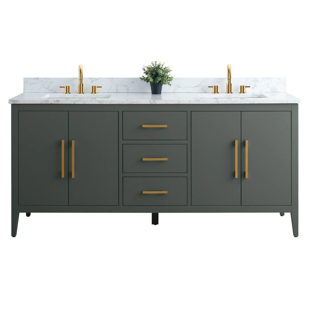 Mobile bagno Vanity Art 72 con doppio lavabo e piano in marmo composito