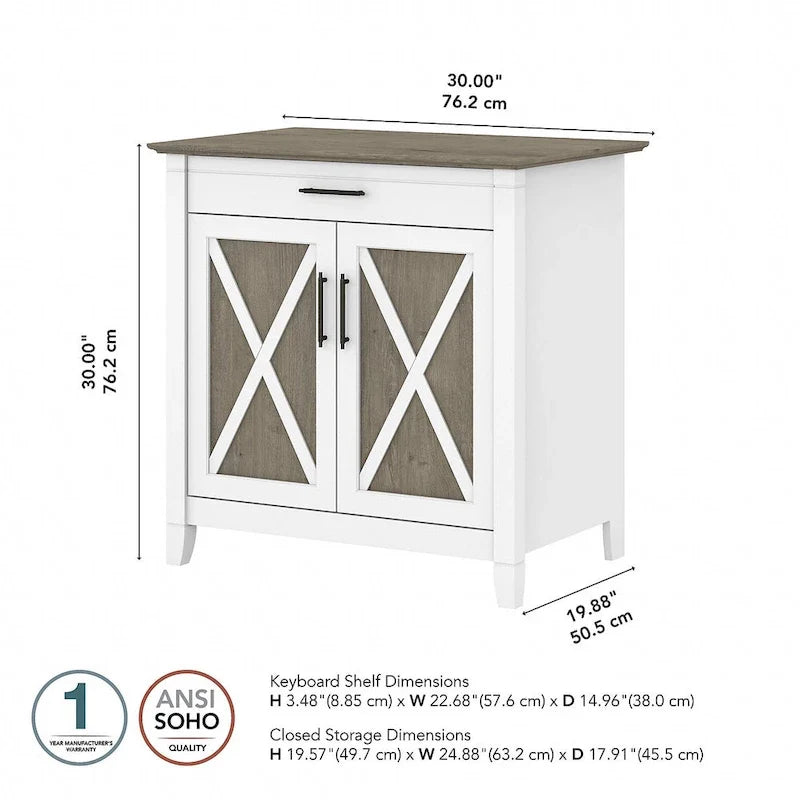 Bureau secrétaire Key West avec meuble de rangement, par Bush Furniture