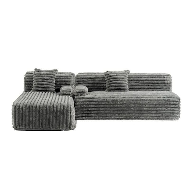 Sofá seccional Cloud, sofá moderno estofado com 2 almofadas decorativas, sofá de combinação livre, sofá seccional modular em forma de L