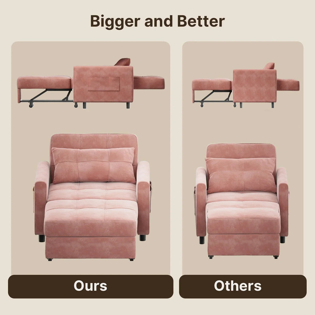Sofá-cama ajustável 3 em 1, sofá-cadeira extraível, cama dobrável convertível para a sala de estar