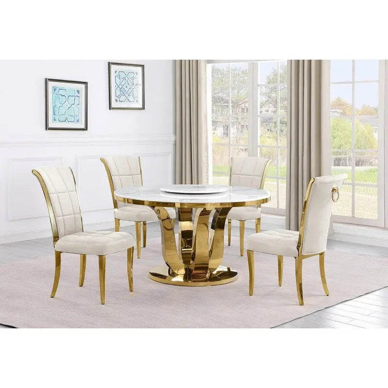 Conjunto de jantar redondo de 5 peças Best Quality Furniture D325-SC324-7