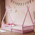 Cama de chão para crianças, camas-tenda individuais, cama de chão Montessori com ripas e grades de proteção, estrutura de cama-casa de madeira para meninos e meninas