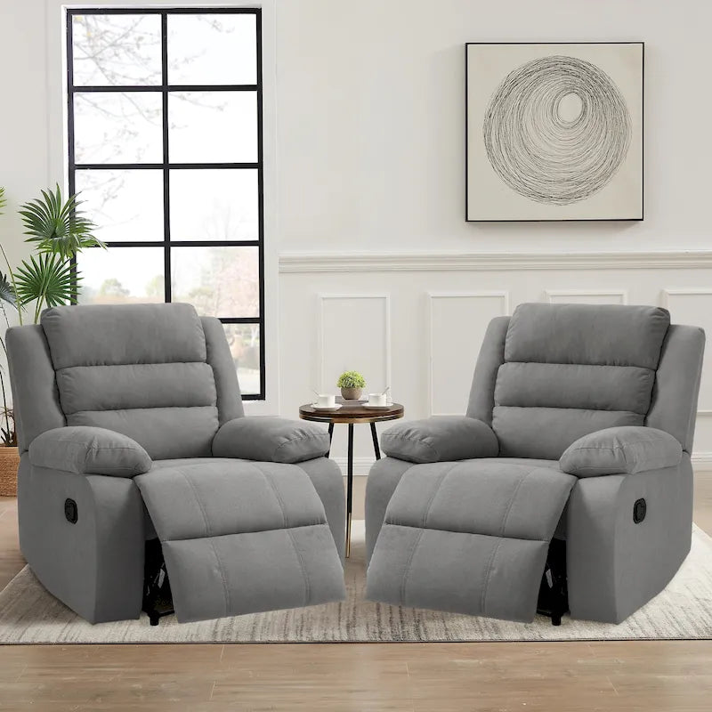 Ensemble de 2 fauteuils inclinables classiques et traditionnels à commande manuelle