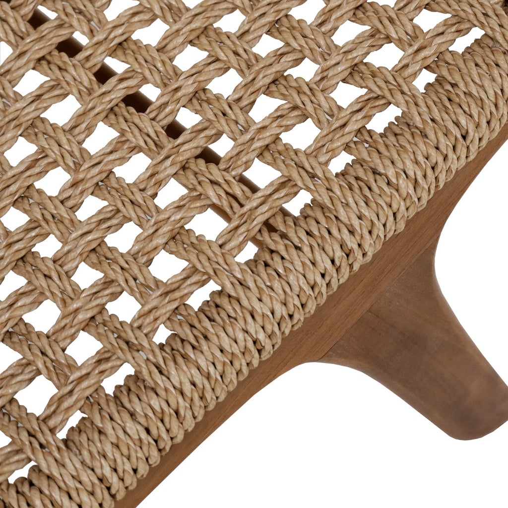 Rustikaler Loungesessel aus Teakholz mit Flechtwerk – Outdoor