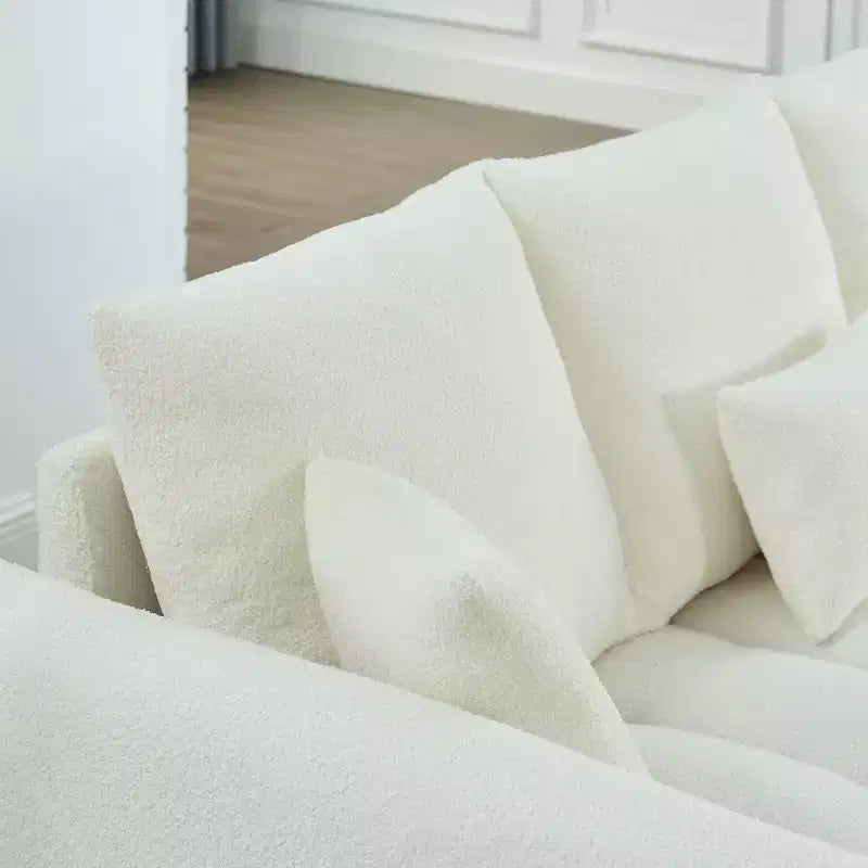 Divano moderno GDFStudio Alanna da 79,5 pollici, a 3 posti, rivestito in tessuto teddy con cuscini