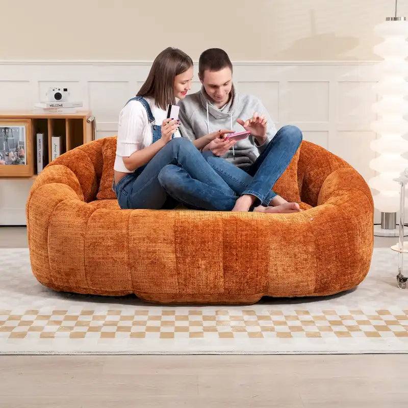 GDFStudio - Divano relax Laurel in ciniglia a 2 posti con schiuma ad alta densità e comfort extra-large