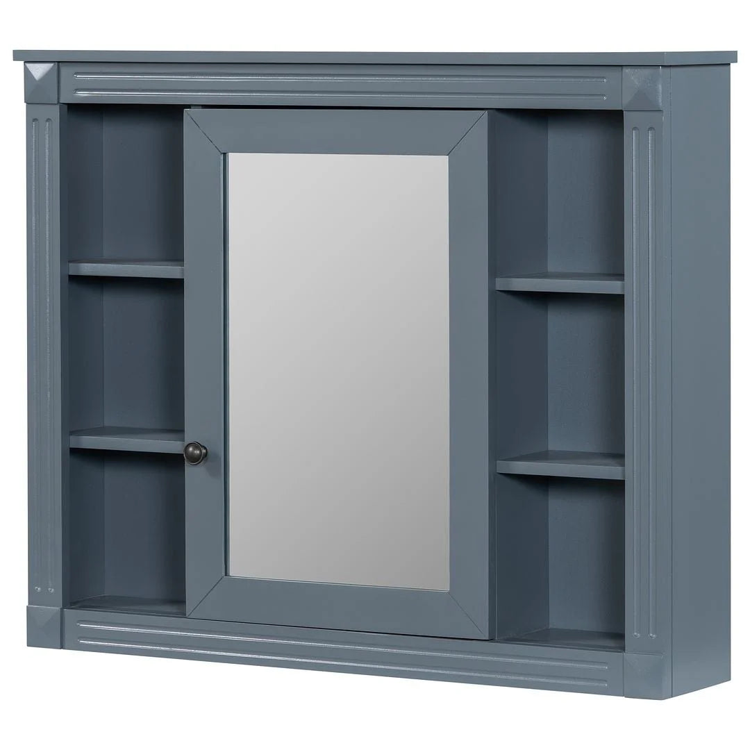 Moderne badkamermeubelset van 36 inch met wastafelblad, spiegelkast, 2 deuren en 2 laden