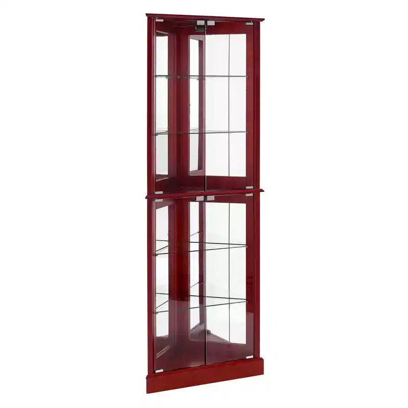 Vitrine de canto, cerejeira/nogueira, vitrine de exposição com 4 portas de vidro