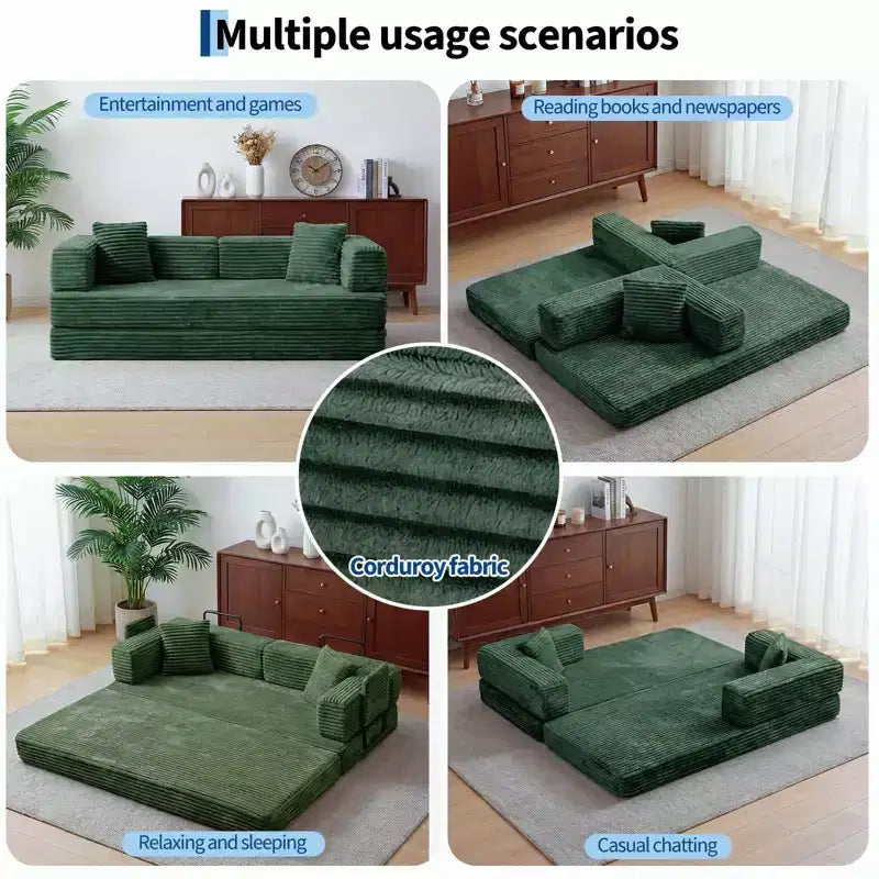 80.7 5-in-1 Divano letto trasformabile ??a coste, 1200 lbs, senza montaggio