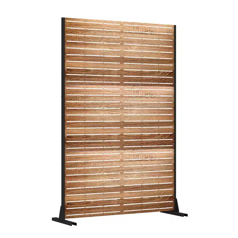 MAYEERTY Divisorio da 72 pollici con struttura zincata, pannello in legno effetto venatura, schermo per la privacy, recinzione da giardino o patio, beige