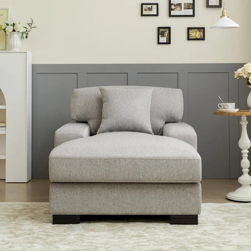 Sofá-cama moderno de meados do século, extragrande, com chaise longue e almofada