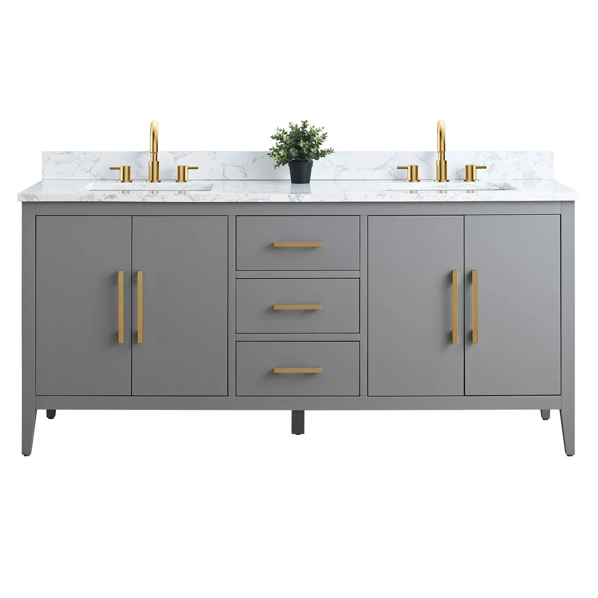 Mobile bagno Vanity Art 72 con doppio lavabo e piano in marmo composito