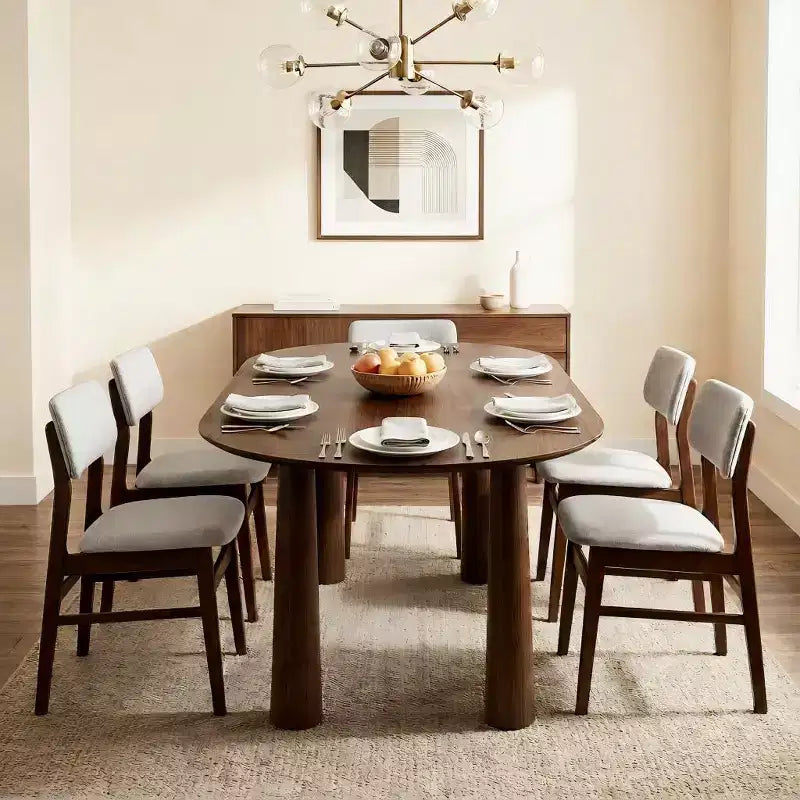 Dovelina 67 Oval Wood Dining Table with 4 legs Modern Kitchen Table for 6 People