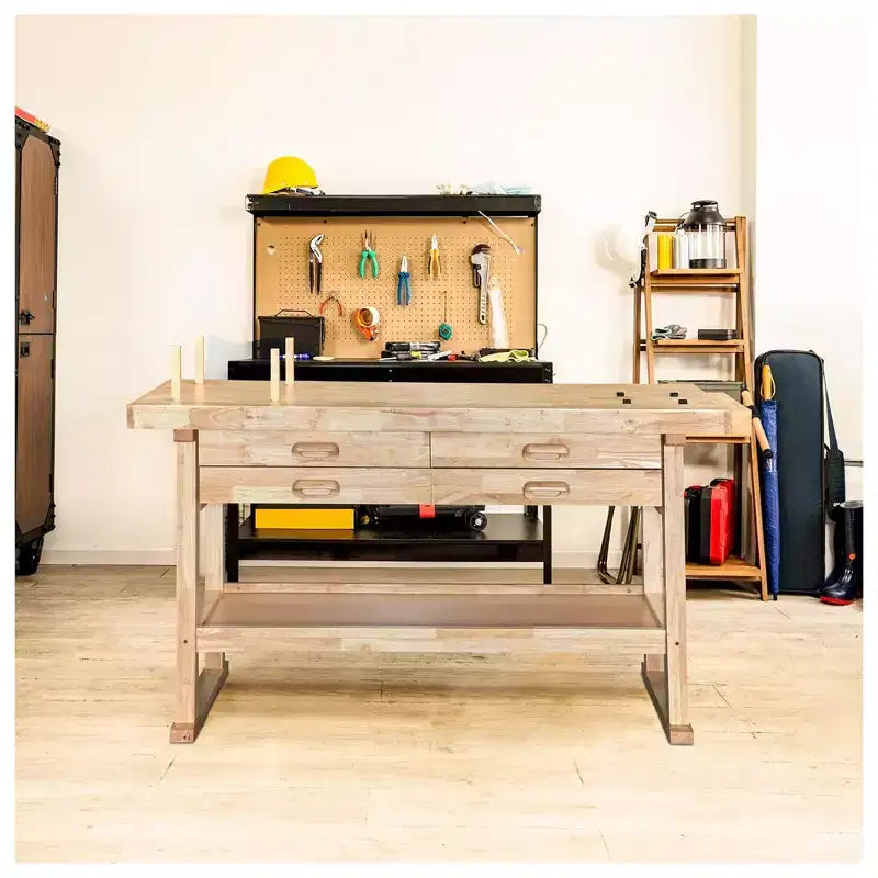 Banco da lavoro Olympia Tools da 60" in legno duro con finitura gommata, 4 cassetti, portata di 450 lb