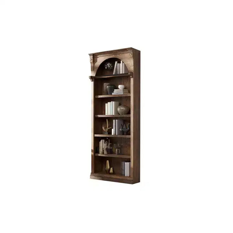 Estante alta tradicional de madeira com arrumação, coleção Stratton, castanho - Martin Furniture