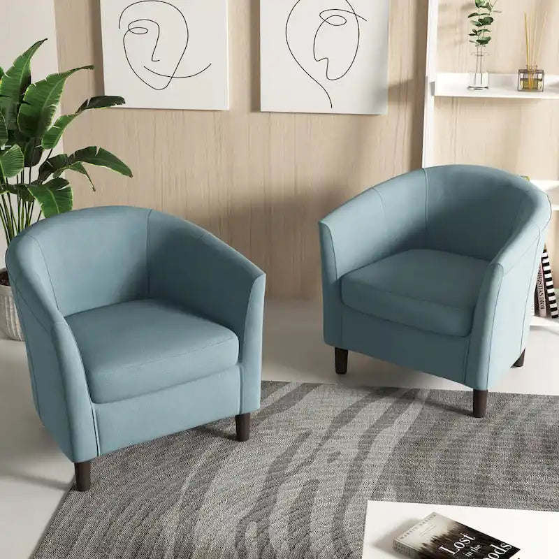 Conjunto de 2 cadeirões de destaque modernos em linho, estilo barril, com braços