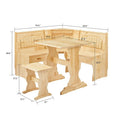 MUSEHOMEINC Traditional Style 3 Piece Solid Wood Breakfast Nook Dining Table Set with Side Bench, Hidden Storage Nook Table Set