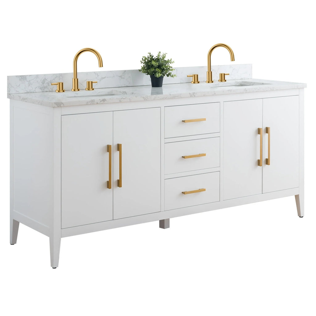 Mobile bagno Vanity Art 72 con doppio lavabo e piano in marmo composito