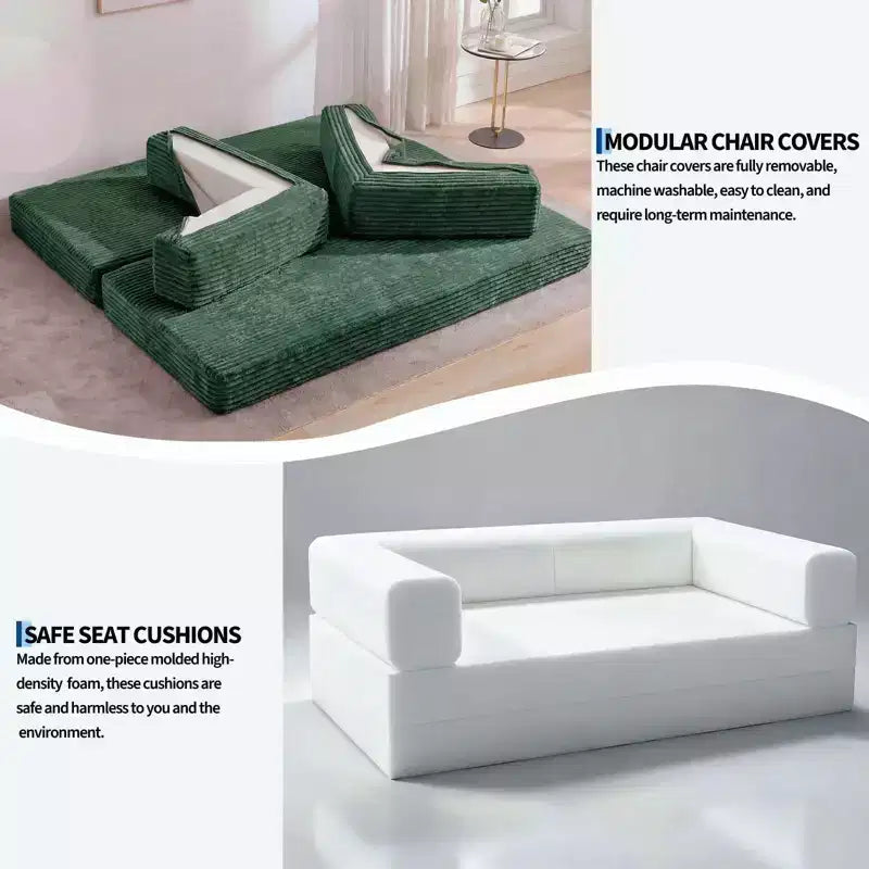 80.7 5-in-1 Divano letto trasformabile ??a coste, 1200 lbs, senza montaggio