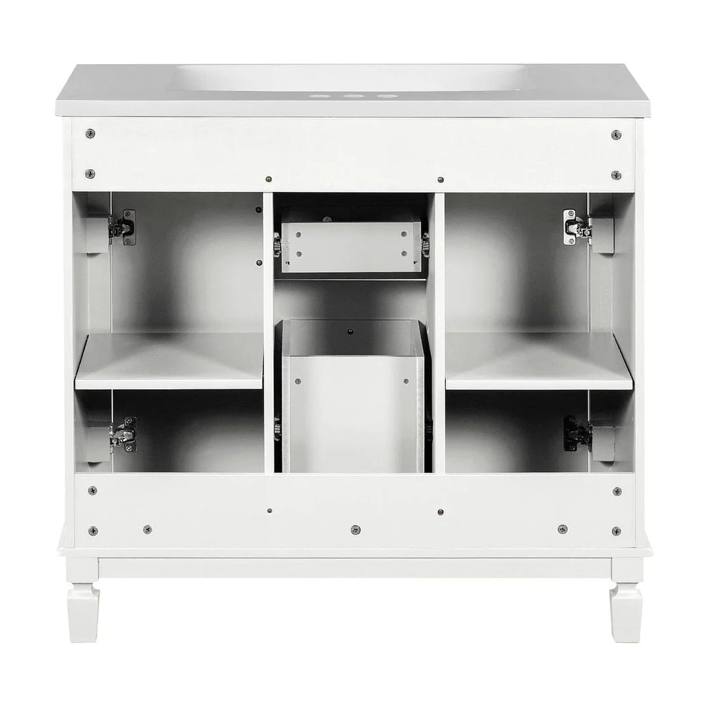 Moderne badkamermeubelset van 36 inch met wastafelblad, spiegelkast, 2 deuren en 2 laden