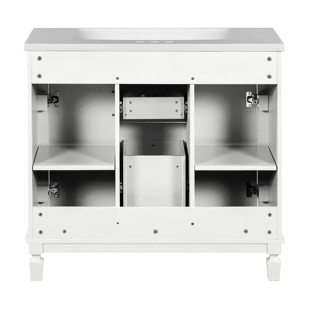 Moderne badkamermeubelset van 36 inch met wastafelblad, spiegelkast, 2 deuren en 2 laden