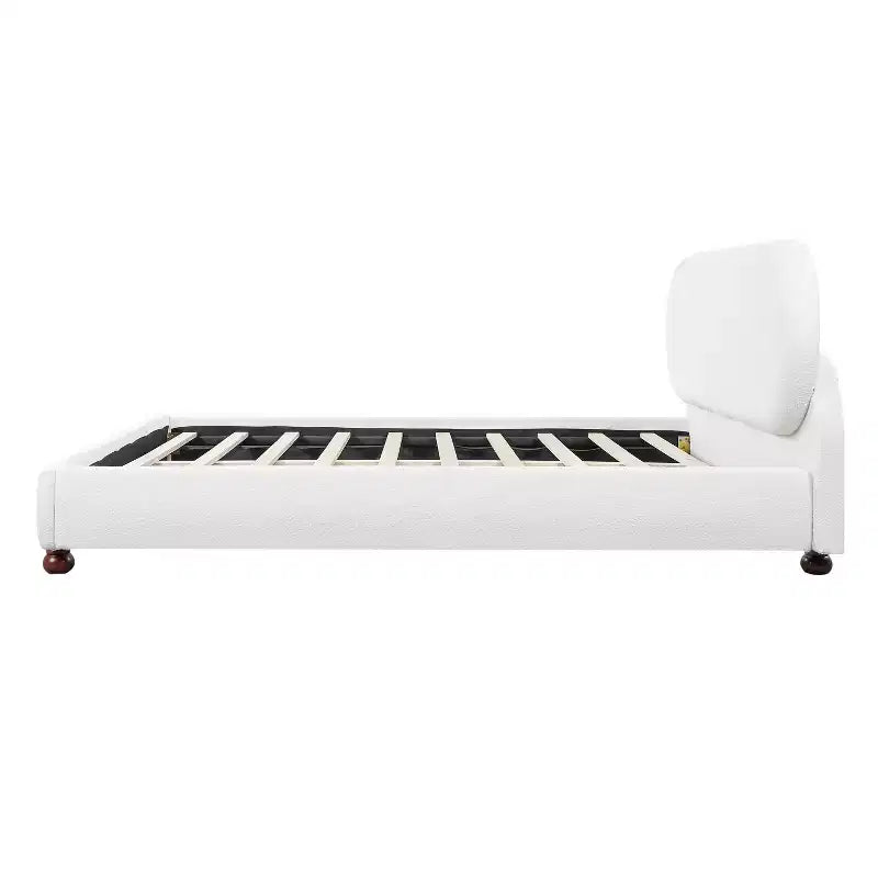 Cama moderna Matteo da Christopher Knight Home, em madeira de seringueira, estofada em bouclé