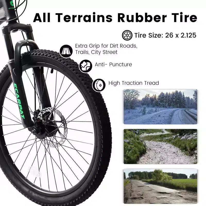 Mountain bike Okak da 26" con freni a disco, bicicletta per adulti a 21 velocità con telaio resistente e doppio ammortizzatore posteriore, bicicletta per ciclismo urbano su strada