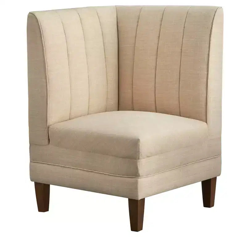 Conjunto de jantar banquette Kerrington de 4 peças Lifestorey, com encosto canelado, nogueira/creme: tecido com aspeto de linho, mesa com pé central