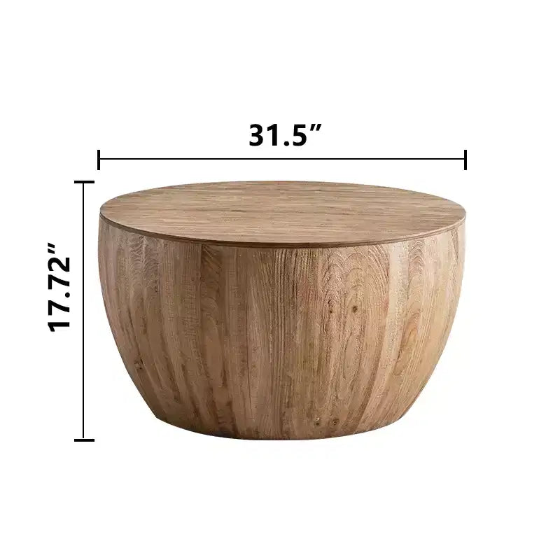 Mesa de centro redonda de estilo retro com arrumação, feita de madeira, adequada para sala de estar, sala de jantar ou escritório.