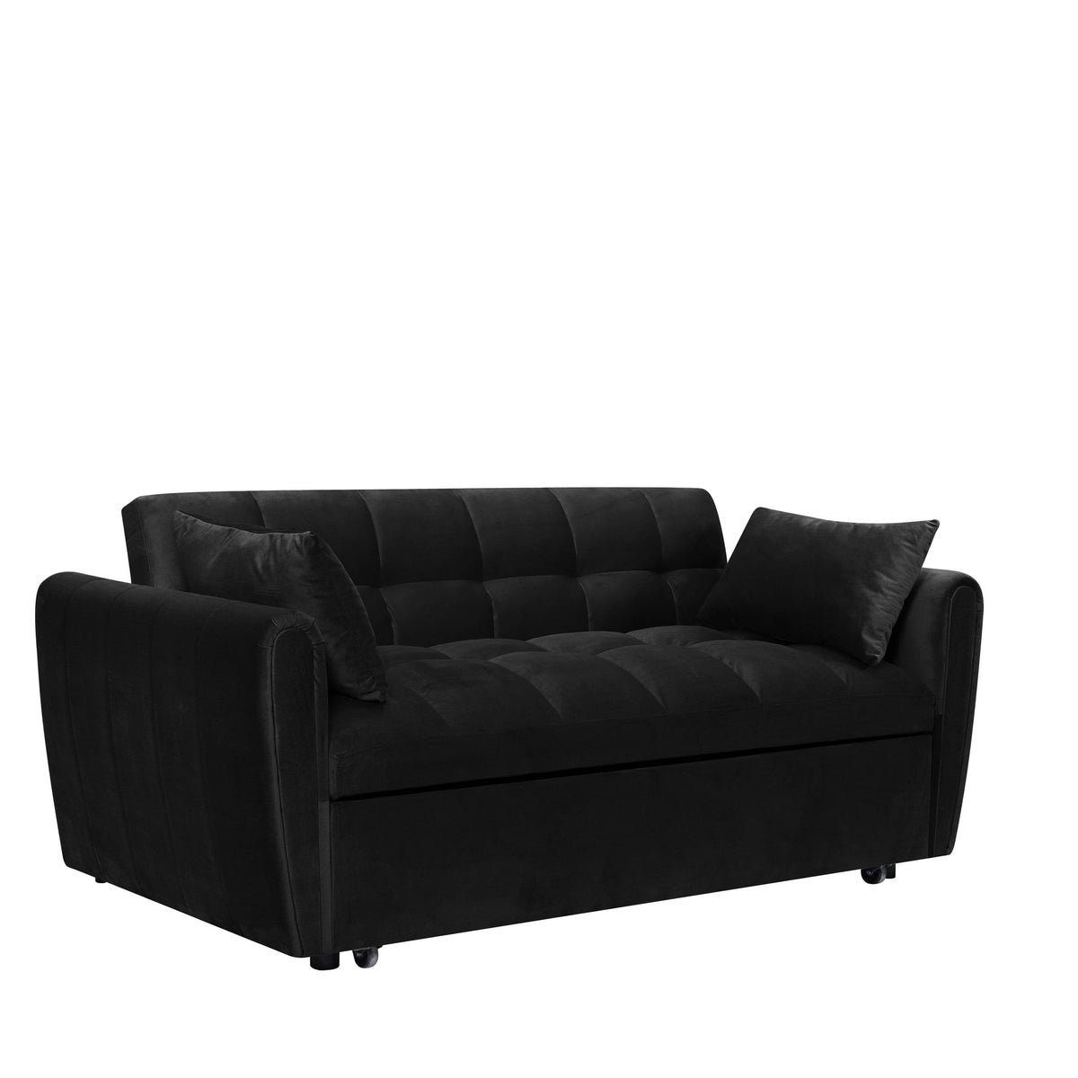 Divano letto convertibile 3-in-1 in velluto da 64,96", con schienale regolabile, tasca portaoggetti e portata di 500 lb