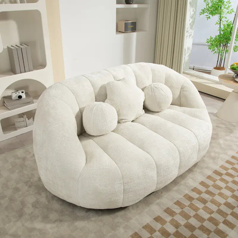 Witte chenille loungefauteuil van 63,78 met schuim met hoge dichtheid